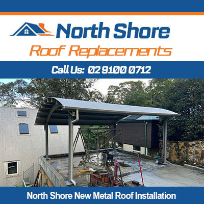 New metal roof installation for residential carport and outdoor structures in North Shore